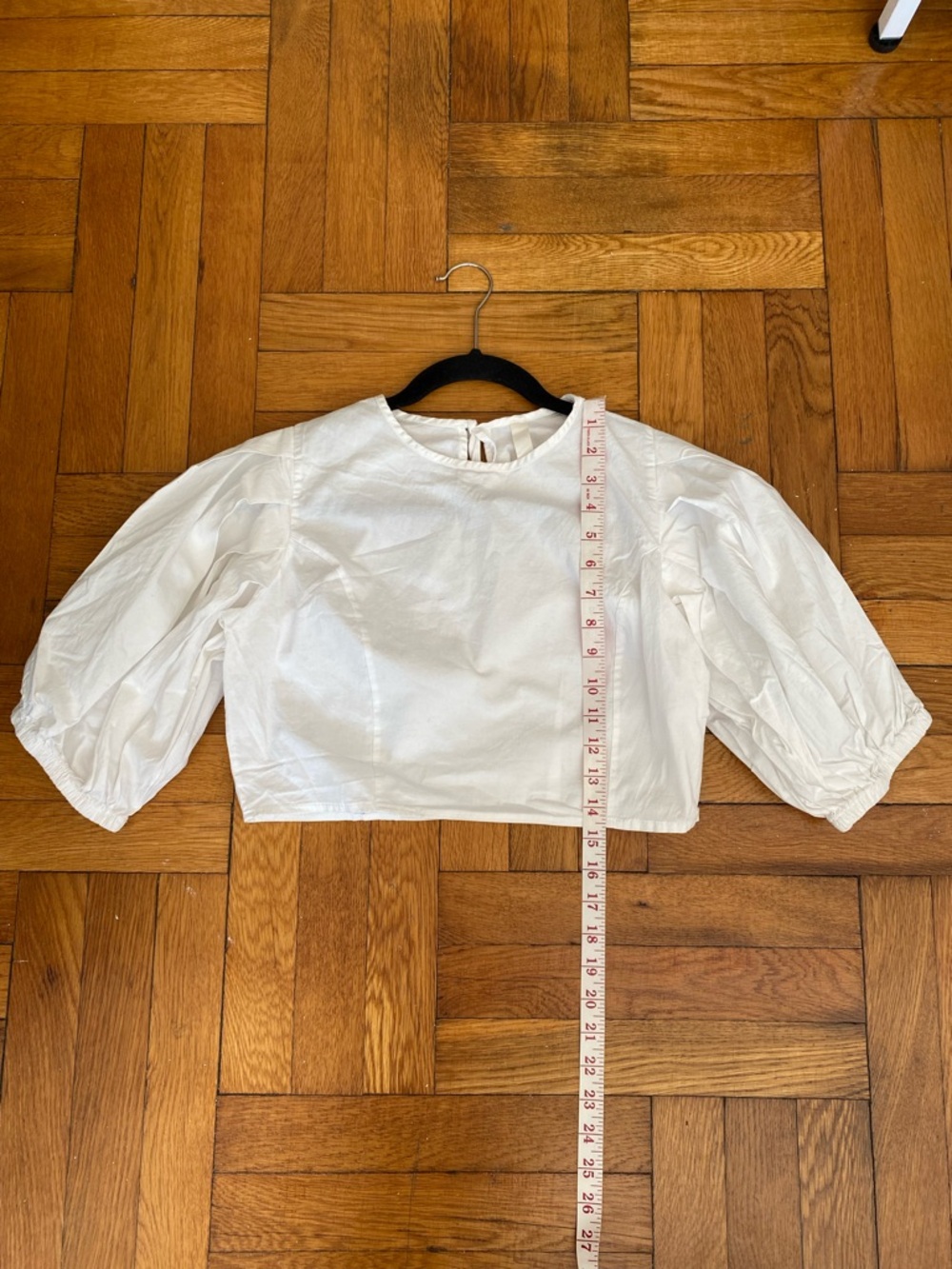 Primi White Puff Sleeve Crop Top Medium Cottagecore Tie Back Blouse